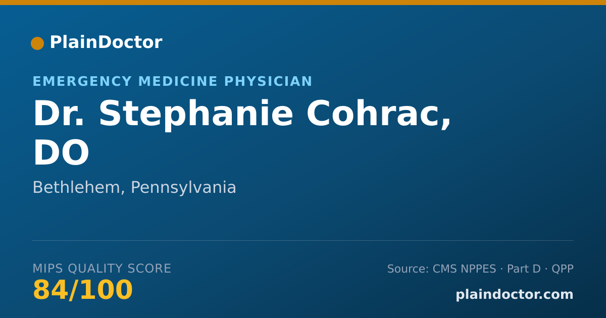 Shareable card for Stephanie Cohrac, DO - Emergency Medicine Physician, Bethlehem, PA