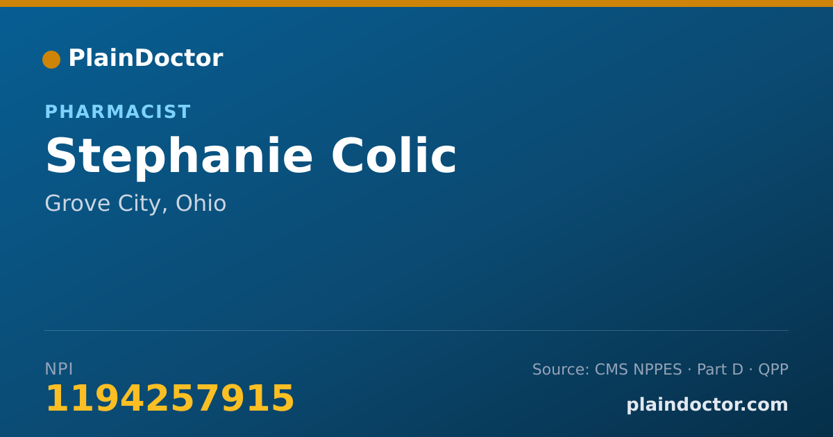 Shareable card for Stephanie Colic - Pharmacist, Grove City, OH