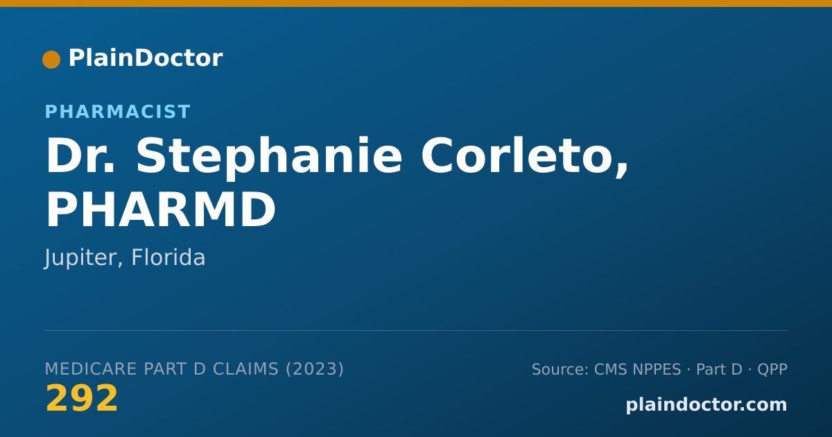 Shareable card for Stephanie Corleto, PHARMD - Pharmacist, Jupiter, FL
