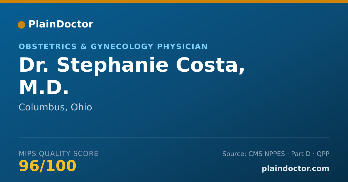 Shareable card for Stephanie Costa, M.D. - Obstetrics & Gynecology Physician, Columbus, OH