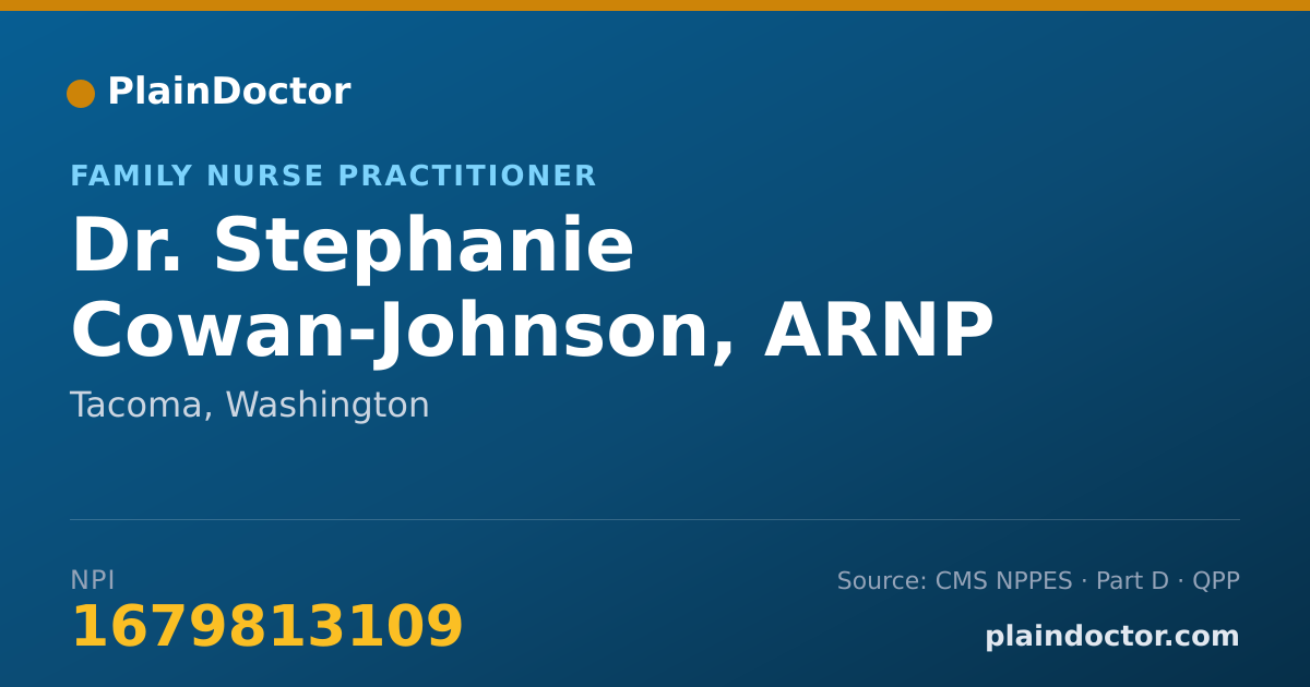 Shareable card for Stephanie Cowan-Johnson, ARNP - Family Nurse Practitioner, Tacoma, WA