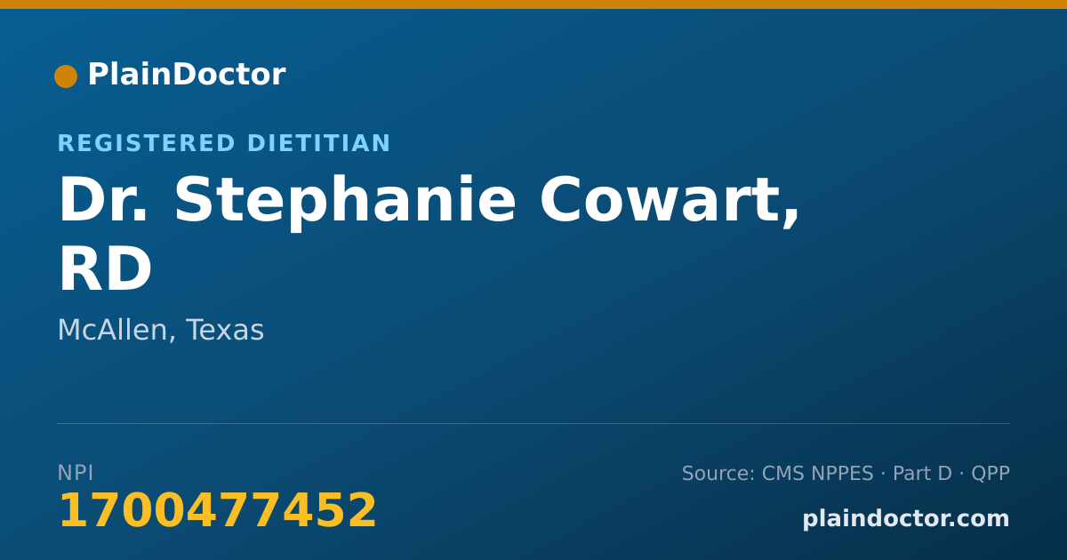 Shareable card for Stephanie Cowart, RD - Registered Dietitian, McAllen, TX