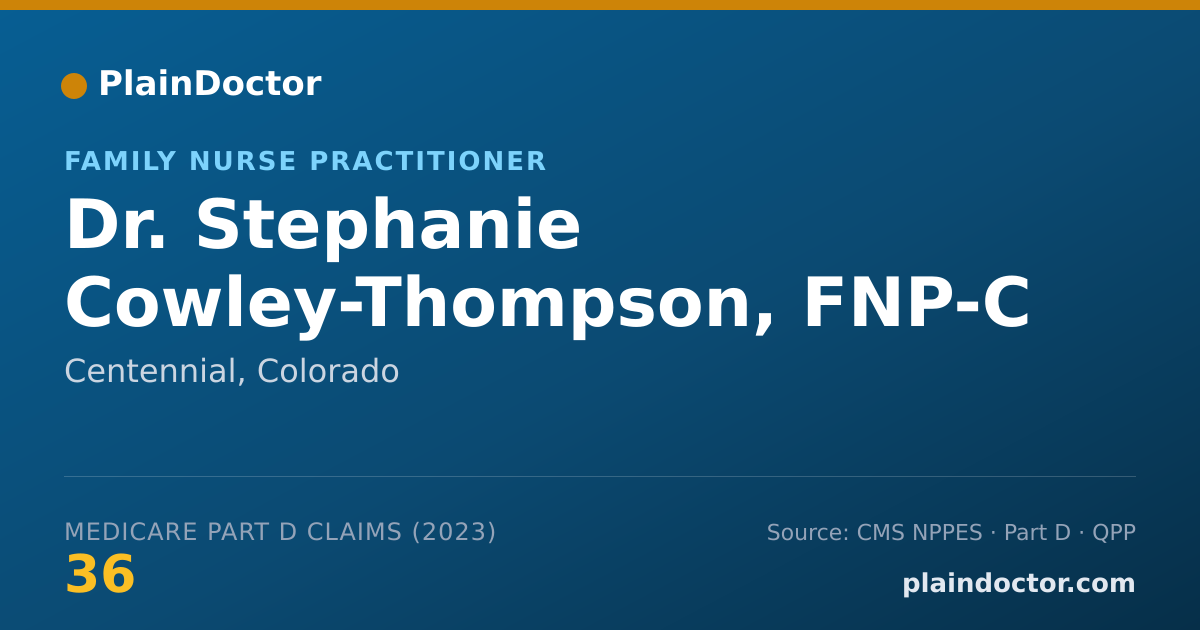 Shareable card for Stephanie Cowley-Thompson, FNP-C - Family Nurse Practitioner, Centennial, CO