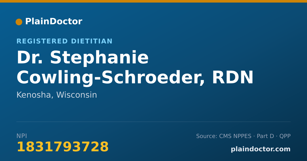 Shareable card for Stephanie Cowling-Schroeder, RDN CD - Registered Dietitian, Kenosha, WI