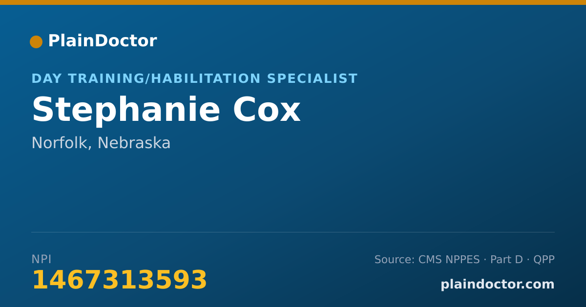 Shareable card for Stephanie Cox - Day Training/Habilitation Specialist, Norfolk, NE