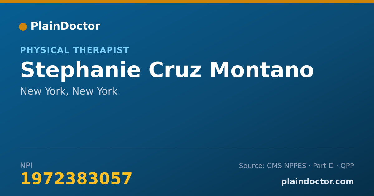 Shareable card for Stephanie Cruz Montano - Physical Therapist, New York, NY