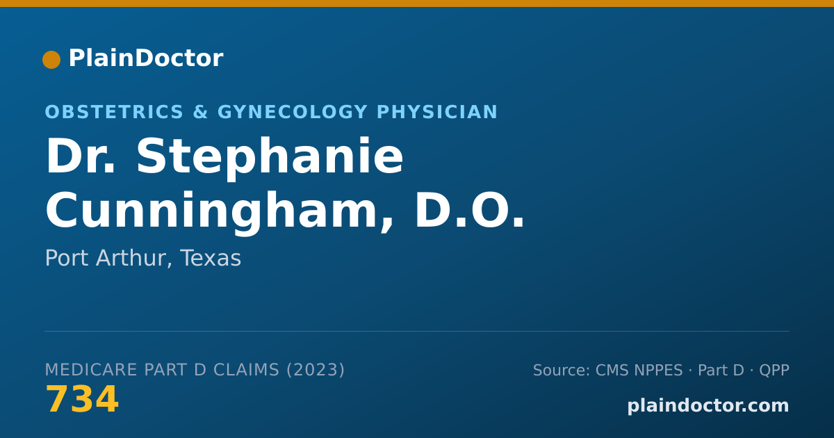 Shareable card for Stephanie Cunningham, D.O. - Obstetrics & Gynecology Physician, Port Arthur, TX
