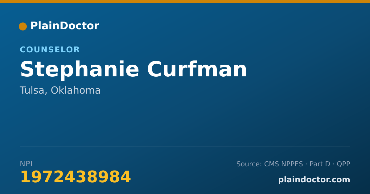Shareable card for Stephanie Curfman - Counselor, Tulsa, OK