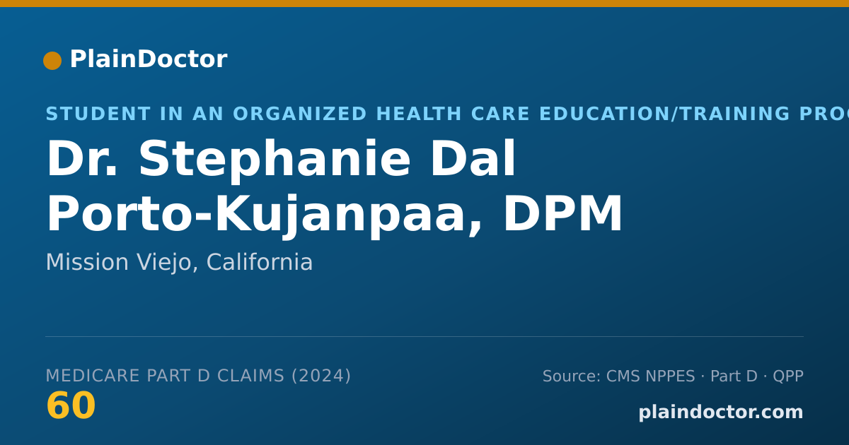 Shareable card for Stephanie Dal Porto-Kujanpaa, DPM - Student in an Organized Health Care Education/Training Program, Mission Viejo, CA