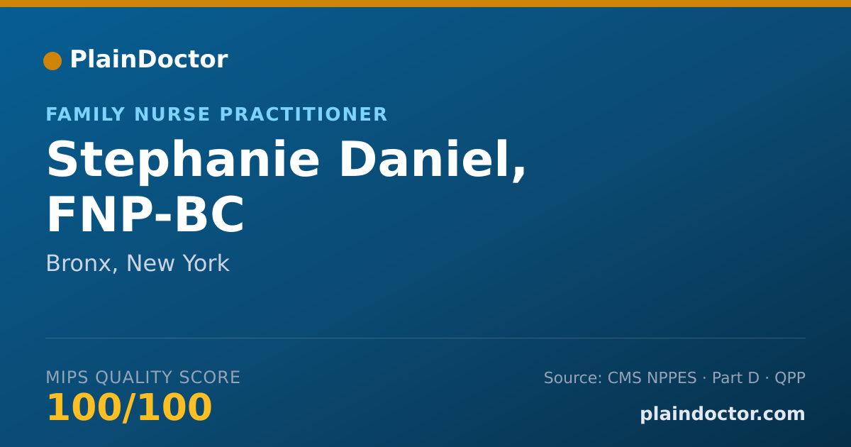 Shareable card for Stephanie Daniel, FNP-BC - Family Nurse Practitioner, Bronx, NY