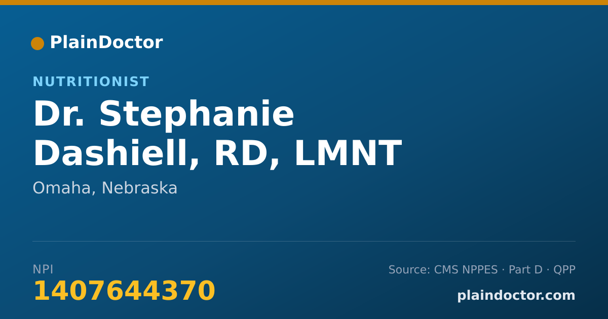 Shareable card for Stephanie Dashiell, RD, LMNT - Nutritionist, Omaha, NE