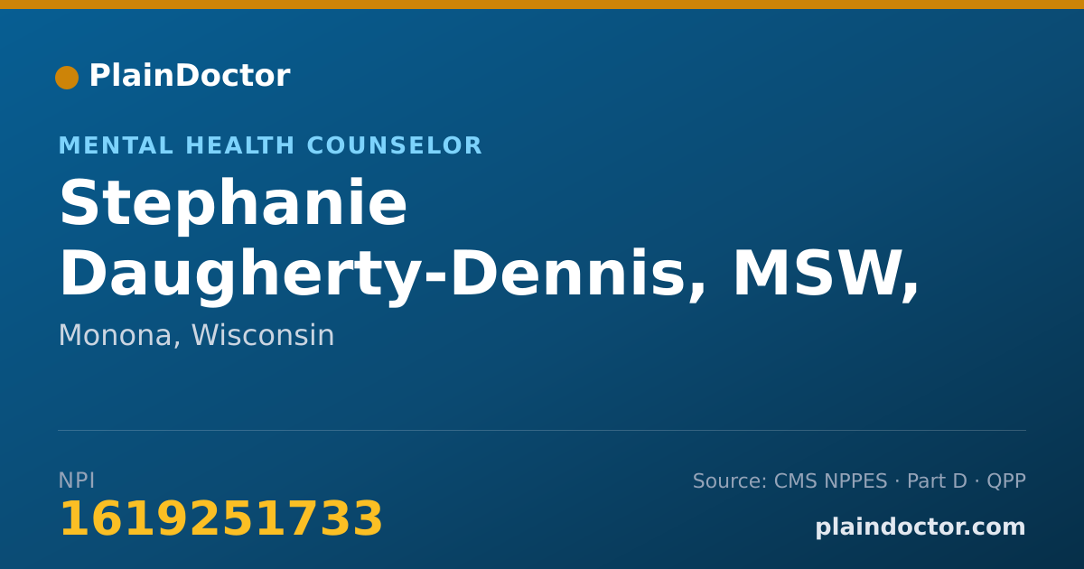 Shareable card for Stephanie Daugherty-Dennis, MSW, CISW - Mental Health Counselor, Monona, WI