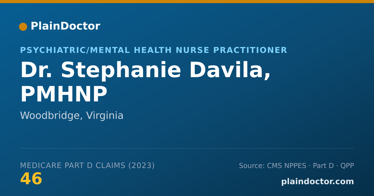 Shareable card for Stephanie Davila, PMHNP - Psychiatric/Mental Health Nurse Practitioner, Woodbridge, VA