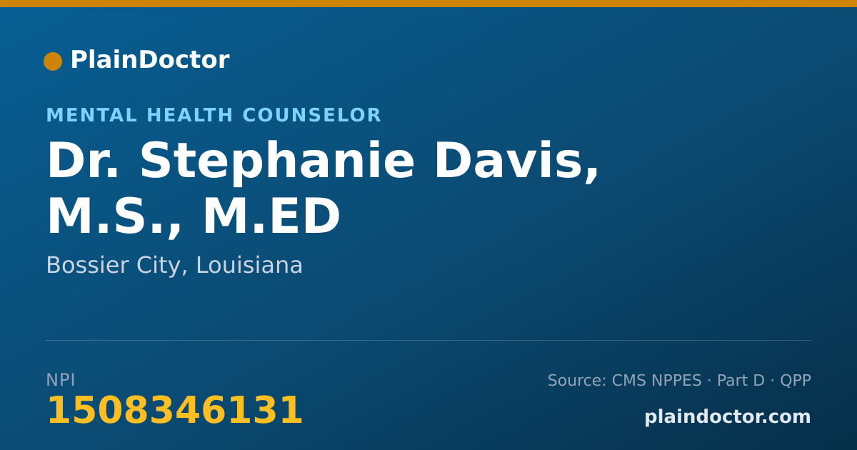 Shareable card for Stephanie Davis, M.S., M.ED - Mental Health Counselor, Bossier City, LA