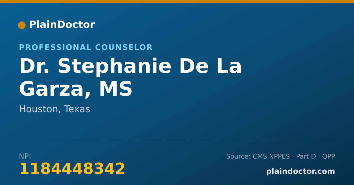 Shareable card for Stephanie De La Garza, MS - Professional Counselor, Houston, TX