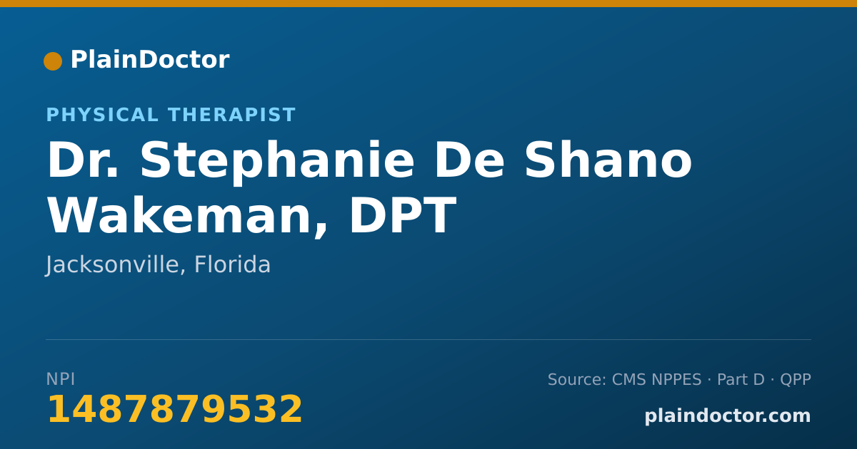 Shareable card for Stephanie De Shano Wakeman, DPT - Physical Therapist, Jacksonville, FL