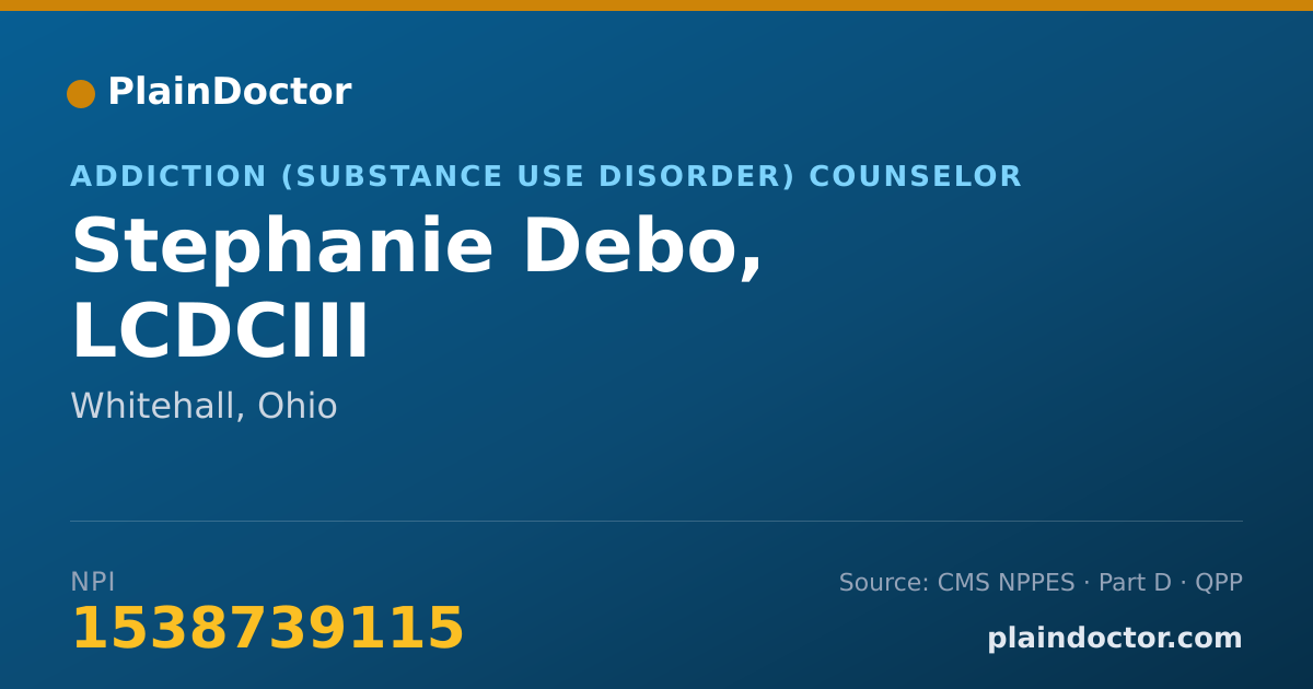 Shareable card for Stephanie Debo, LCDCIII - Addiction (Substance Use Disorder) Counselor, Whitehall, OH