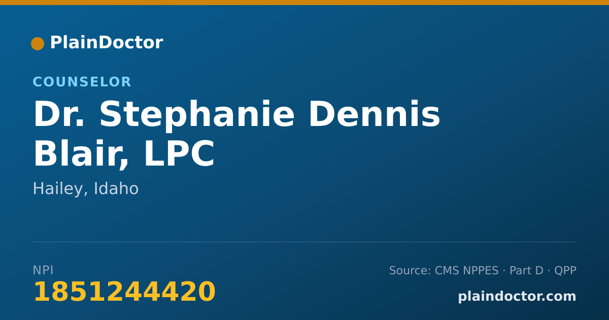 Shareable card for Stephanie Dennis Blair, LPC - Counselor, Hailey, ID