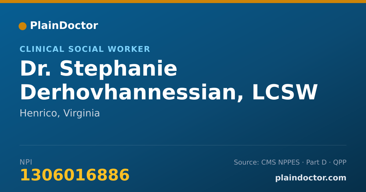 Shareable card for Stephanie Derhovhannessian, LCSW - Clinical Social Worker, Henrico, VA