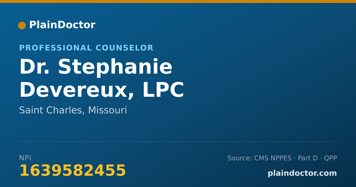 Shareable card for Stephanie Devereux, LPC - Professional Counselor, Saint Charles, MO