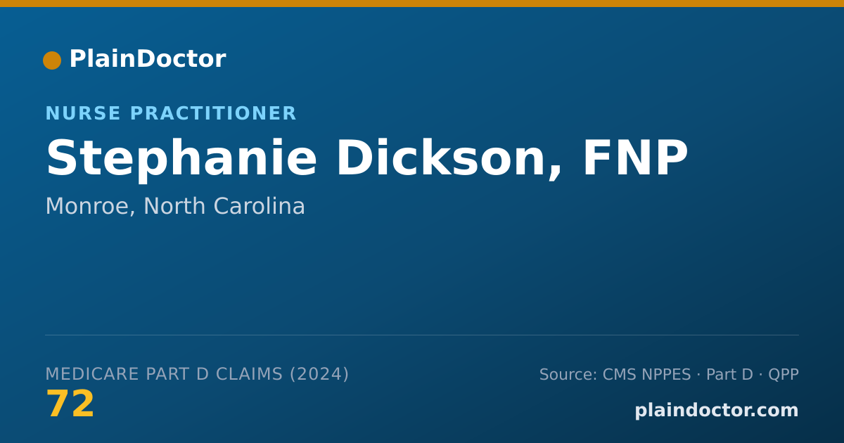 Shareable card for Stephanie Dickson, FNP - Nurse Practitioner, Monroe, NC