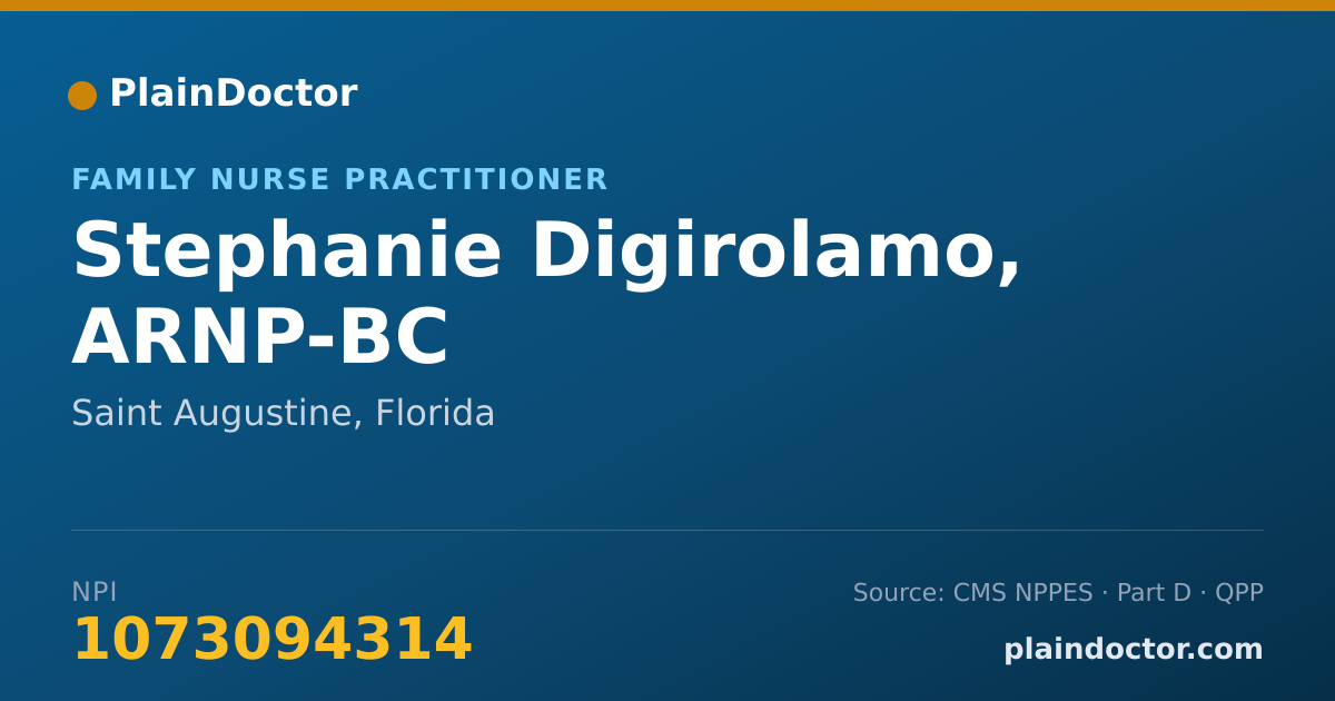 Shareable card for Stephanie Digirolamo, ARNP-BC - Family Nurse Practitioner, Saint Augustine, FL