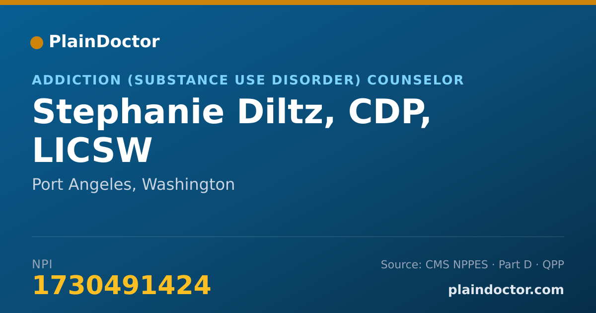 Shareable card for Stephanie Diltz, CDP, LICSW - Addiction (Substance Use Disorder) Counselor, Port Angeles, WA