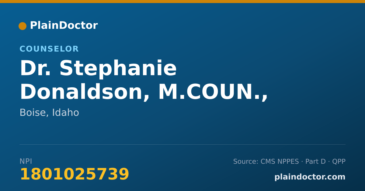 Shareable card for Stephanie Donaldson, M.COUN., LPC - Counselor, Boise, ID