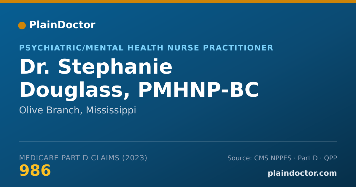 Shareable card for Stephanie Douglass, PMHNP-BC - Psychiatric/Mental Health Nurse Practitioner, Olive Branch, MS