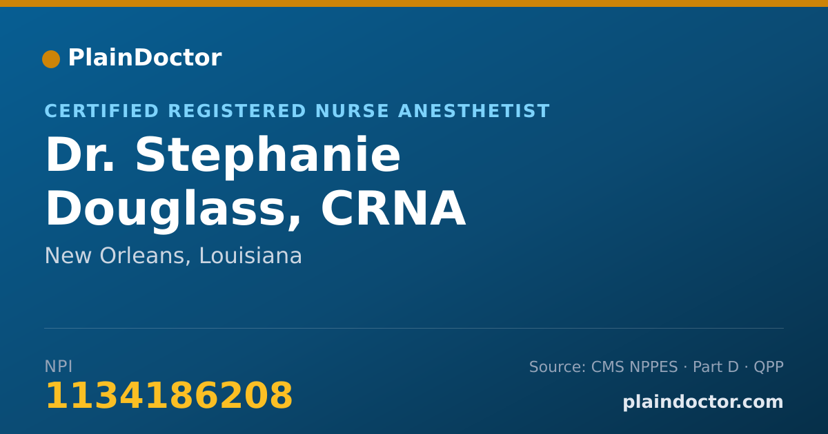 Shareable card for Stephanie Douglass, CRNA - Certified Registered Nurse Anesthetist, New Orleans, LA