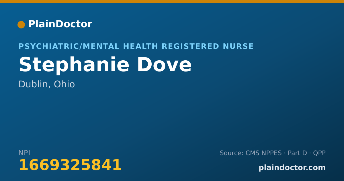 Shareable card for Stephanie Dove - Psychiatric/Mental Health Registered Nurse, Dublin, OH