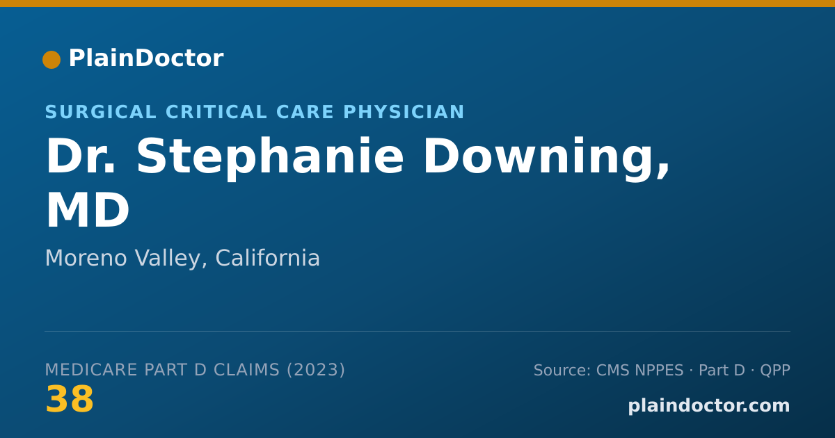 Shareable card for Stephanie Downing, MD - Surgical Critical Care Physician, Moreno Valley, CA