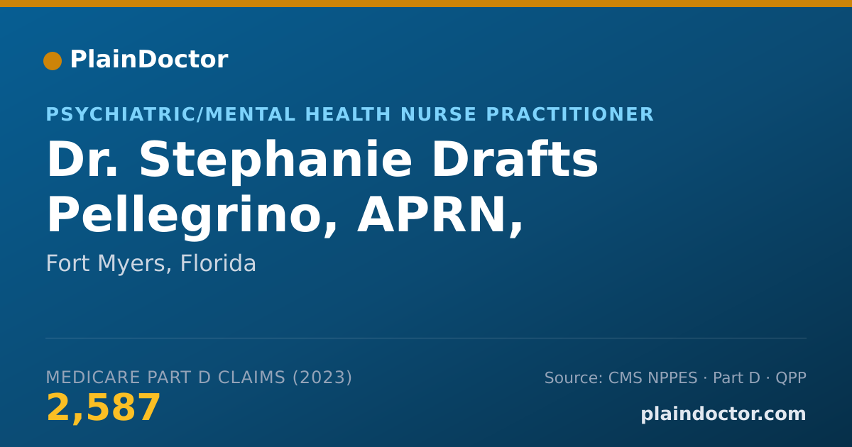Shareable card for Stephanie Drafts Pellegrino, APRN, PMHNP-BC - Psychiatric/Mental Health Nurse Practitioner, Fort Myers, FL