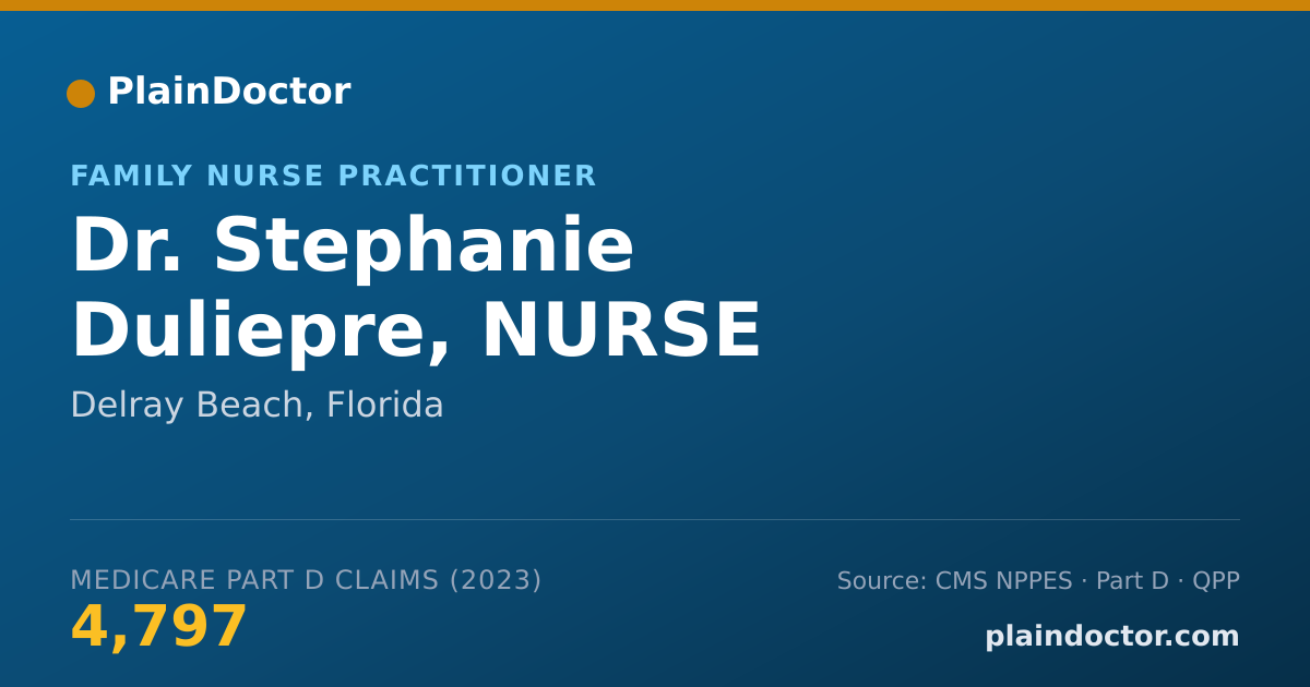 Shareable card for Stephanie Duliepre, NURSE PRACTITIONER - Family Nurse Practitioner, Delray Beach, FL