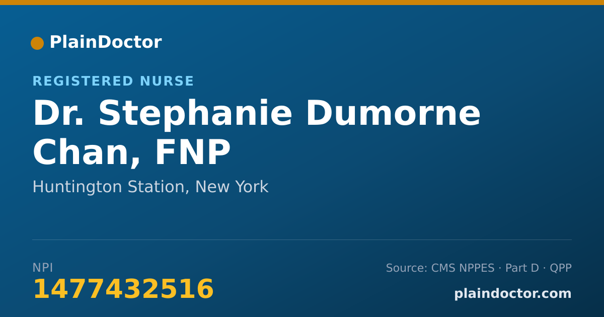 Shareable card for Stephanie Dumorne Chan, FNP - Registered Nurse, Huntington Station, NY