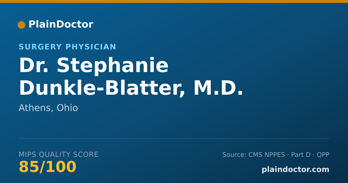 Shareable card for Stephanie Dunkle-Blatter, M.D. - Surgery Physician, Athens, OH