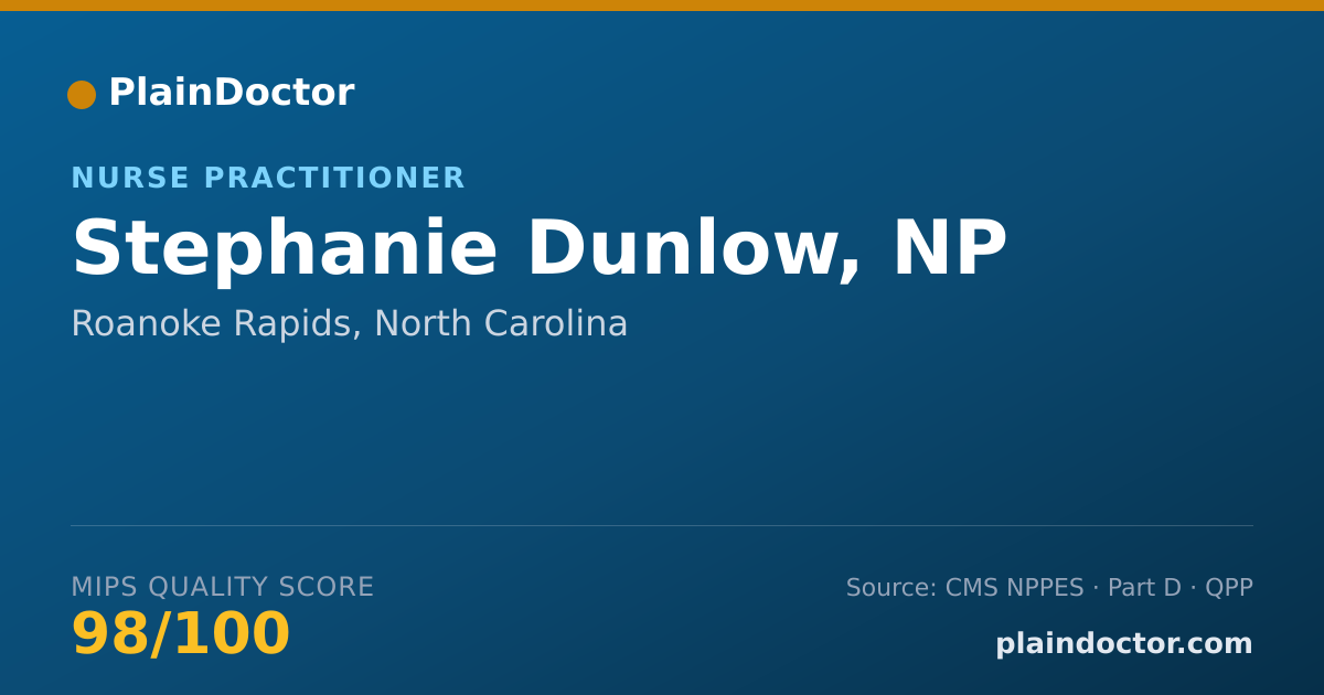 Shareable card for Stephanie Dunlow, NP - Nurse Practitioner, Roanoke Rapids, NC