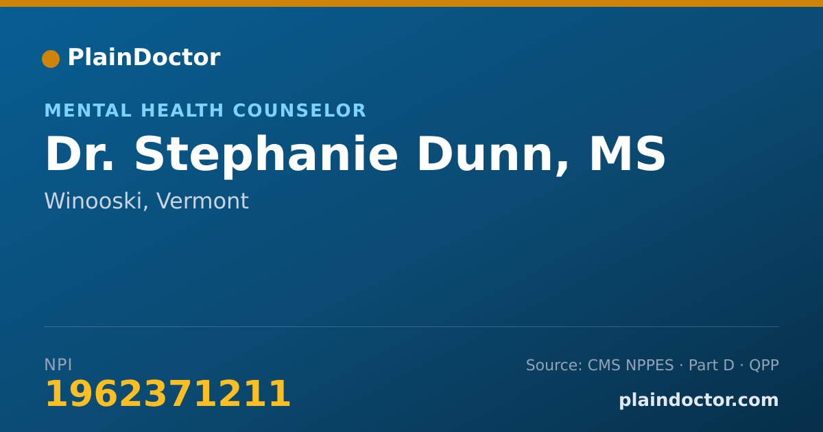 Shareable card for Stephanie Dunn, MS - Mental Health Counselor, Winooski, VT