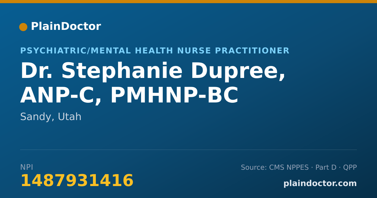 Shareable card for Stephanie Dupree, ANP-C, PMHNP-BC - Psychiatric/Mental Health Nurse Practitioner, Sandy, UT