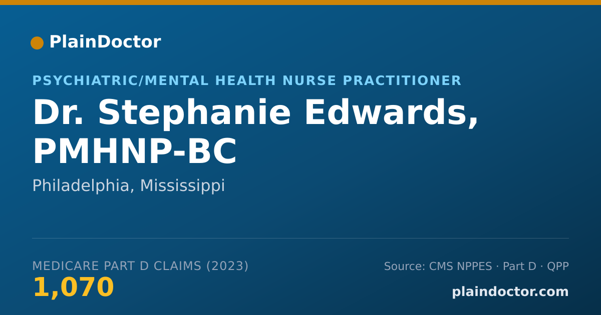 Shareable card for Stephanie Edwards, PMHNP-BC - Psychiatric/Mental Health Nurse Practitioner, Philadelphia, MS