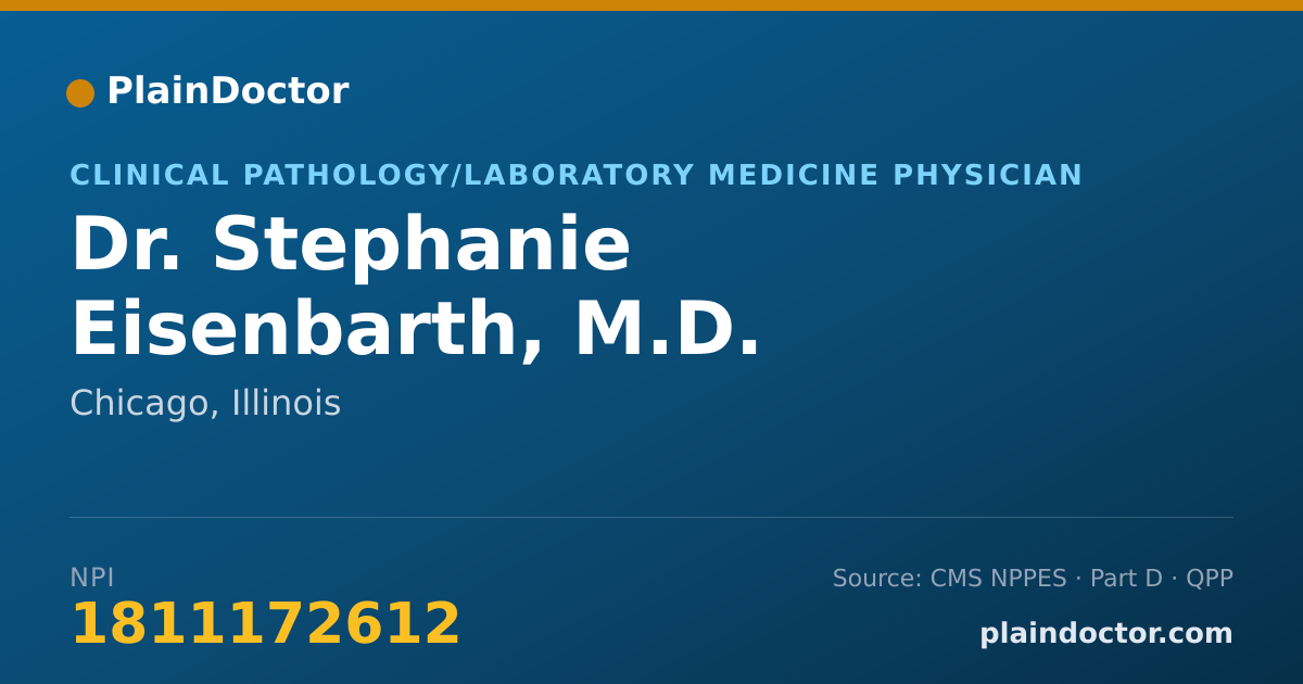 Shareable card for Stephanie Eisenbarth, M.D. - Clinical Pathology/Laboratory Medicine Physician, Chicago, IL