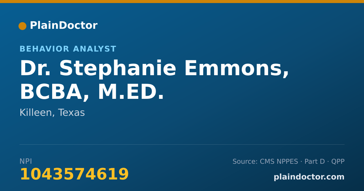 Shareable card for Stephanie Emmons, BCBA, M.ED. - Behavior Analyst, Killeen, TX