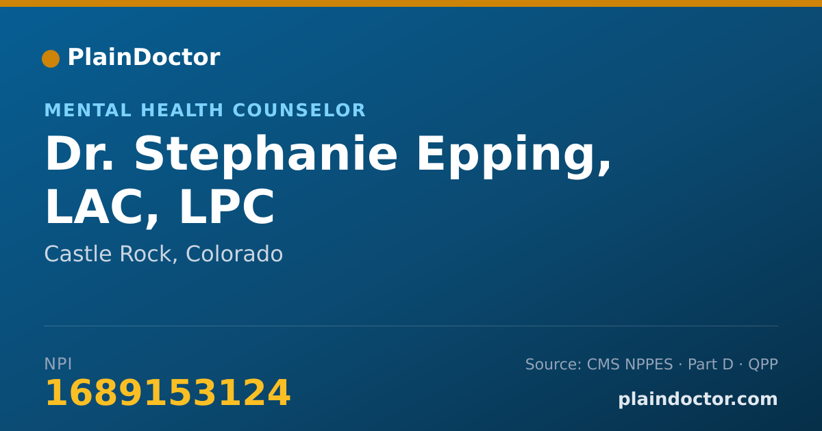 Shareable card for Stephanie Epping, LAC, LPC - Mental Health Counselor, Castle Rock, CO