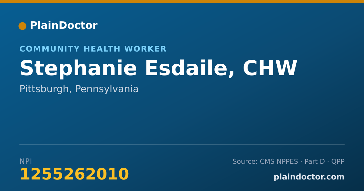 Shareable card for Stephanie Esdaile, CHW - Community Health Worker, Pittsburgh, PA