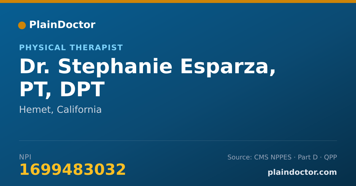 Shareable card for Stephanie Esparza, PT, DPT - Physical Therapist, Hemet, CA