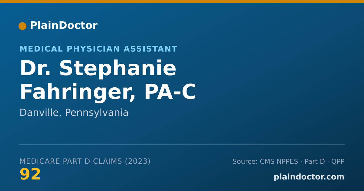 Shareable card for Stephanie Fahringer, PA-C - Medical Physician Assistant, Danville, PA