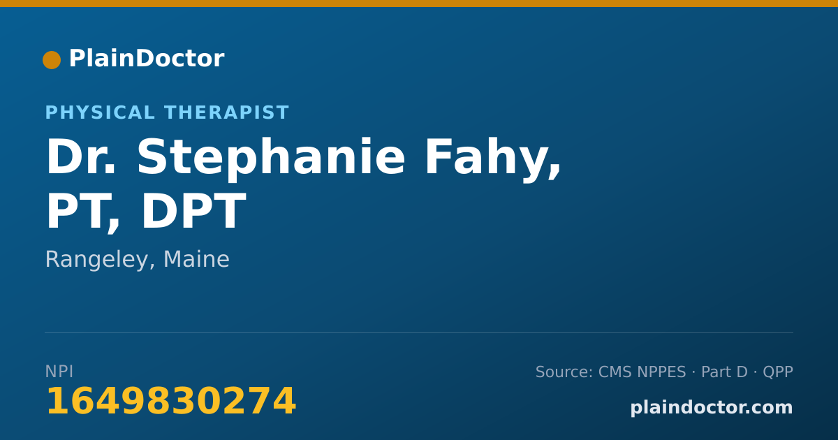 Shareable card for Stephanie Fahy, PT, DPT - Physical Therapist, Rangeley, ME