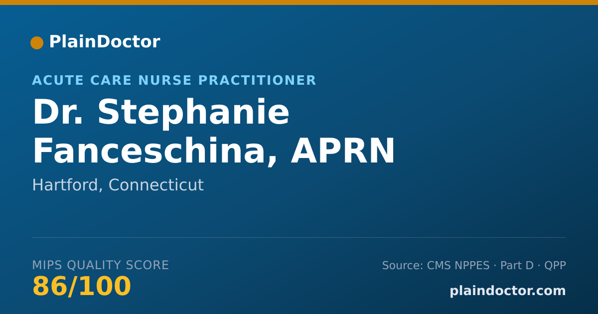 Shareable card for Stephanie Fanceschina, APRN - Acute Care Nurse Practitioner, Hartford, CT