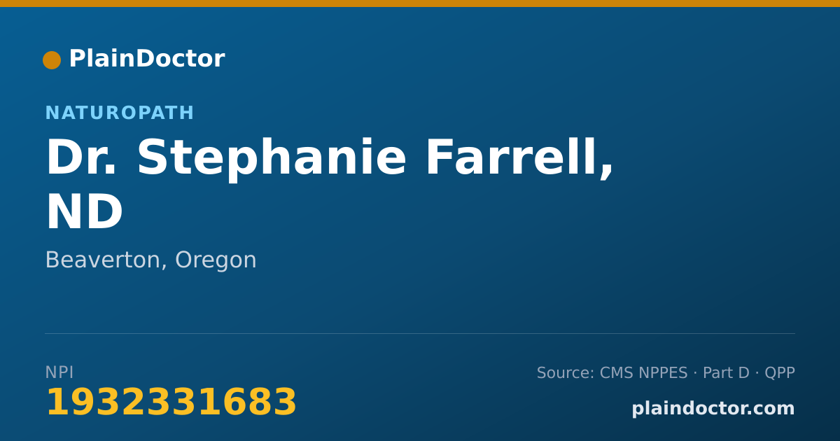 Shareable card for Stephanie Farrell, ND - Naturopath, Beaverton, OR
