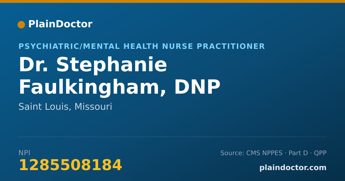 Shareable card for Stephanie Faulkingham, DNP - Psychiatric/Mental Health Nurse Practitioner, Saint Louis, MO